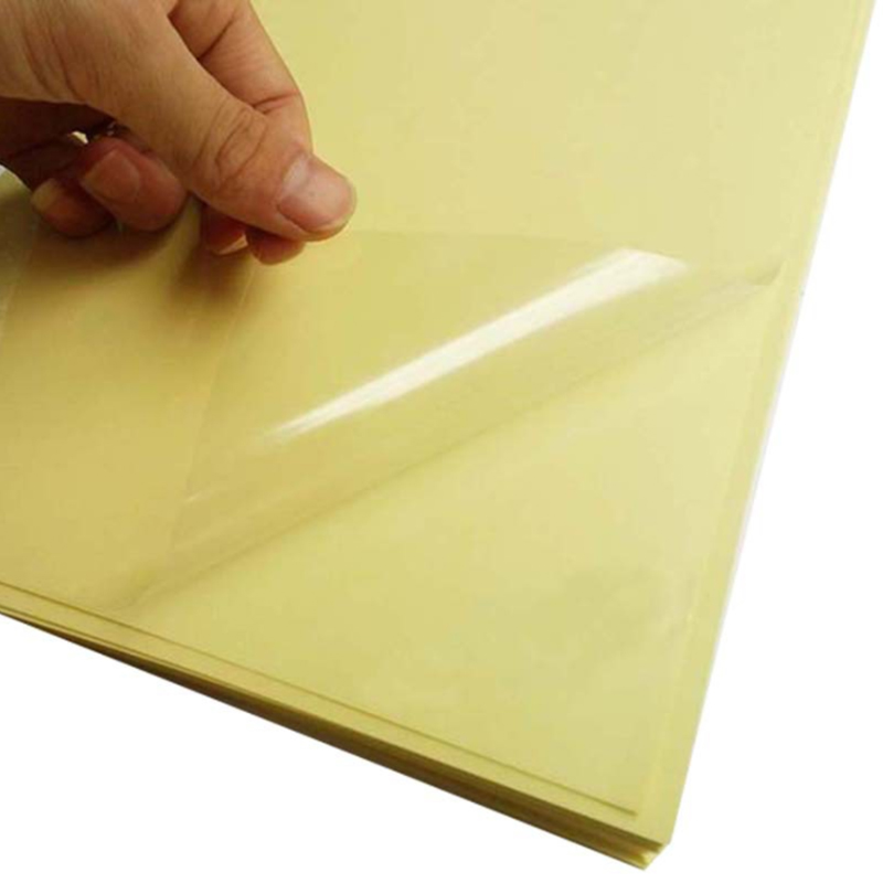 50um clear PP / reinforced acrylic glue / 60g yellow glassine liner 