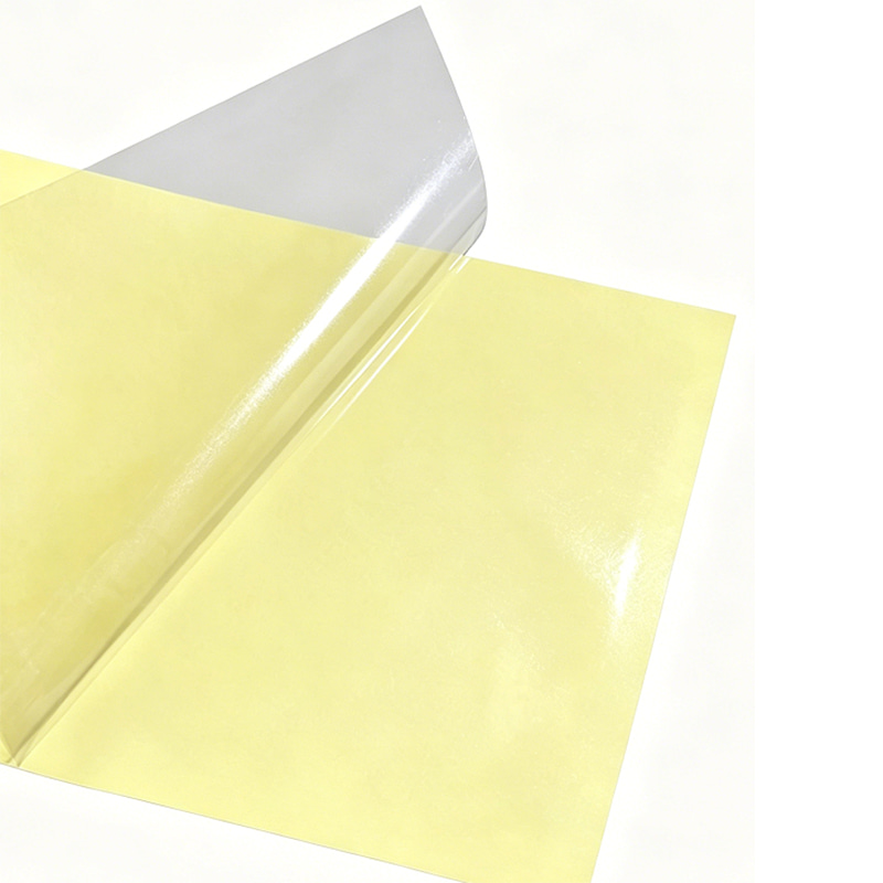 50um clear PP / reinforced acrylic glue / 60g yellow glassine liner 