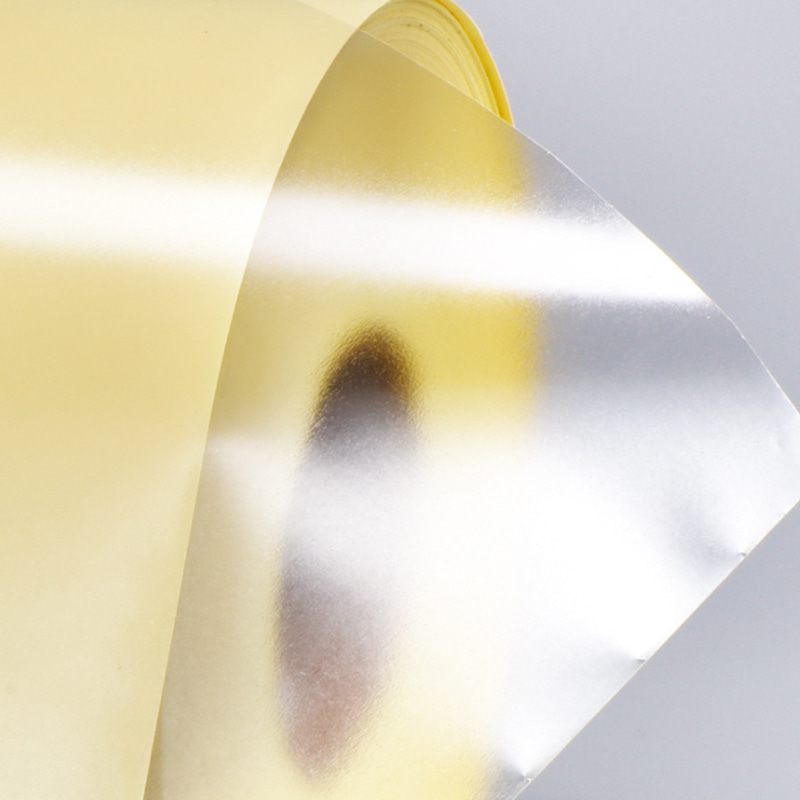 50um clear PP / reinforced acrylic glue / 60g yellow glassine liner 